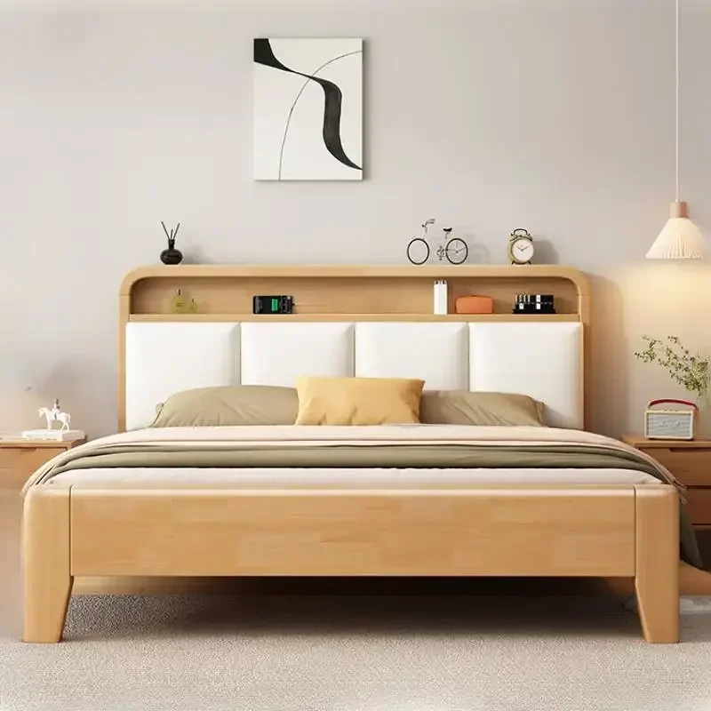 Storage Space Bed Loft Simple Storage Platform Modern Nightstands Bedroom Bed Frame Full Size Cama Moderno Lujo Home Furniture