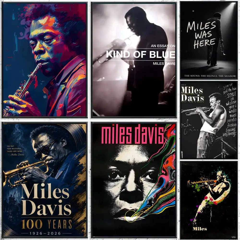 Jazz Musician M-Miles Davis Poster HD Waterproof Wall Decal for Study, Living Room & Garage, Great Gift for Fans
