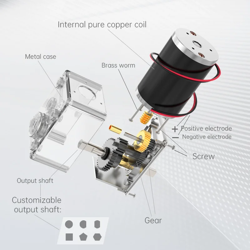 5882-50ZY Worm Gear Reduction Motor 12V24V Forward And Reverse Adjustable Speed 1.5RPM~440RPM Dual Output Shaft Brushed Motor