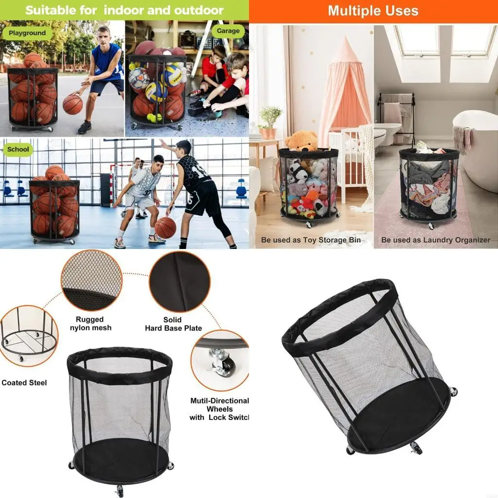 

Организатор спортивного оборудования для хранения мячей с колесами с колесами с колесами, хранящий волейбольный баскетбольный и