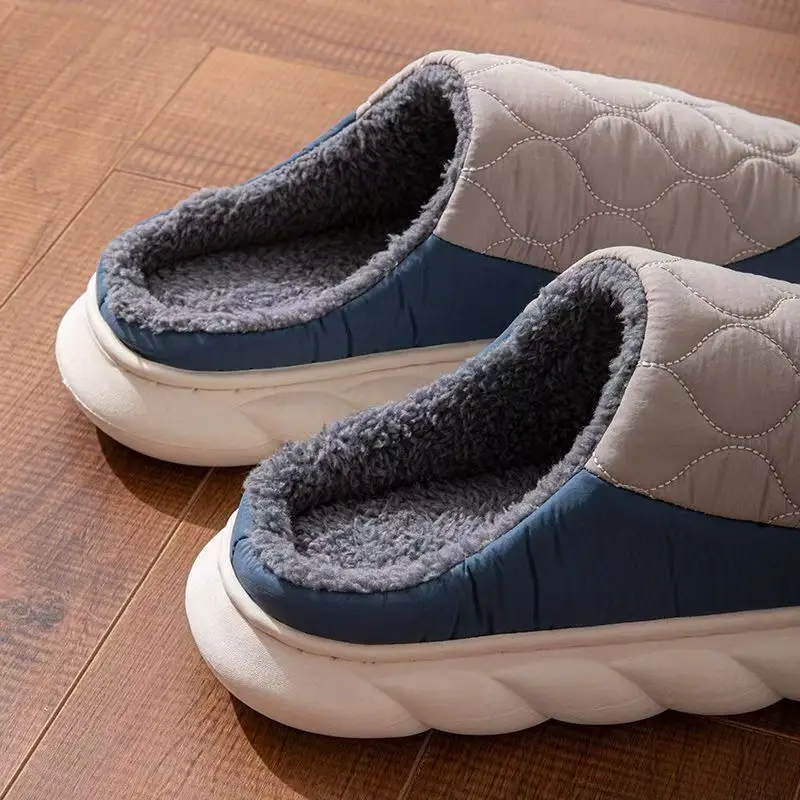 2026 Winter Down And Warm Cotton Slippers For Men Outdoor Anti-Slip And Wear-Resistant Home Use Thick-Soled Cotton Shoes