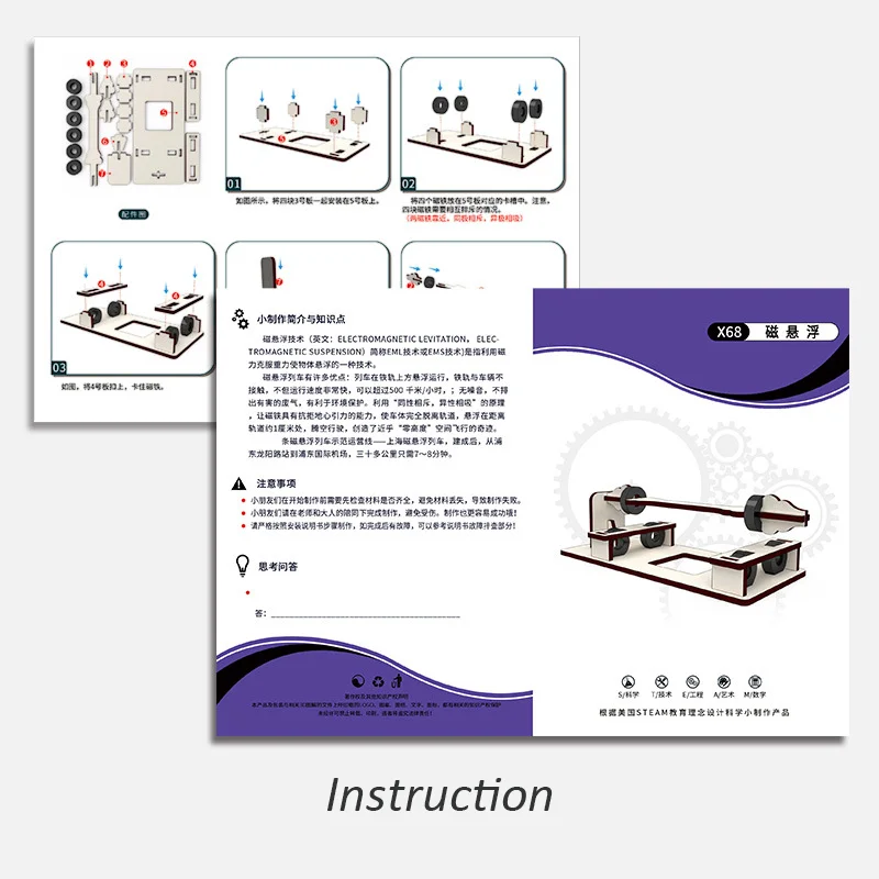 DIY Magnetic Suspension Model Kids STEM Technology Science Toys Experimental Tool Kit Teaching Aids for Kid Learning Educational