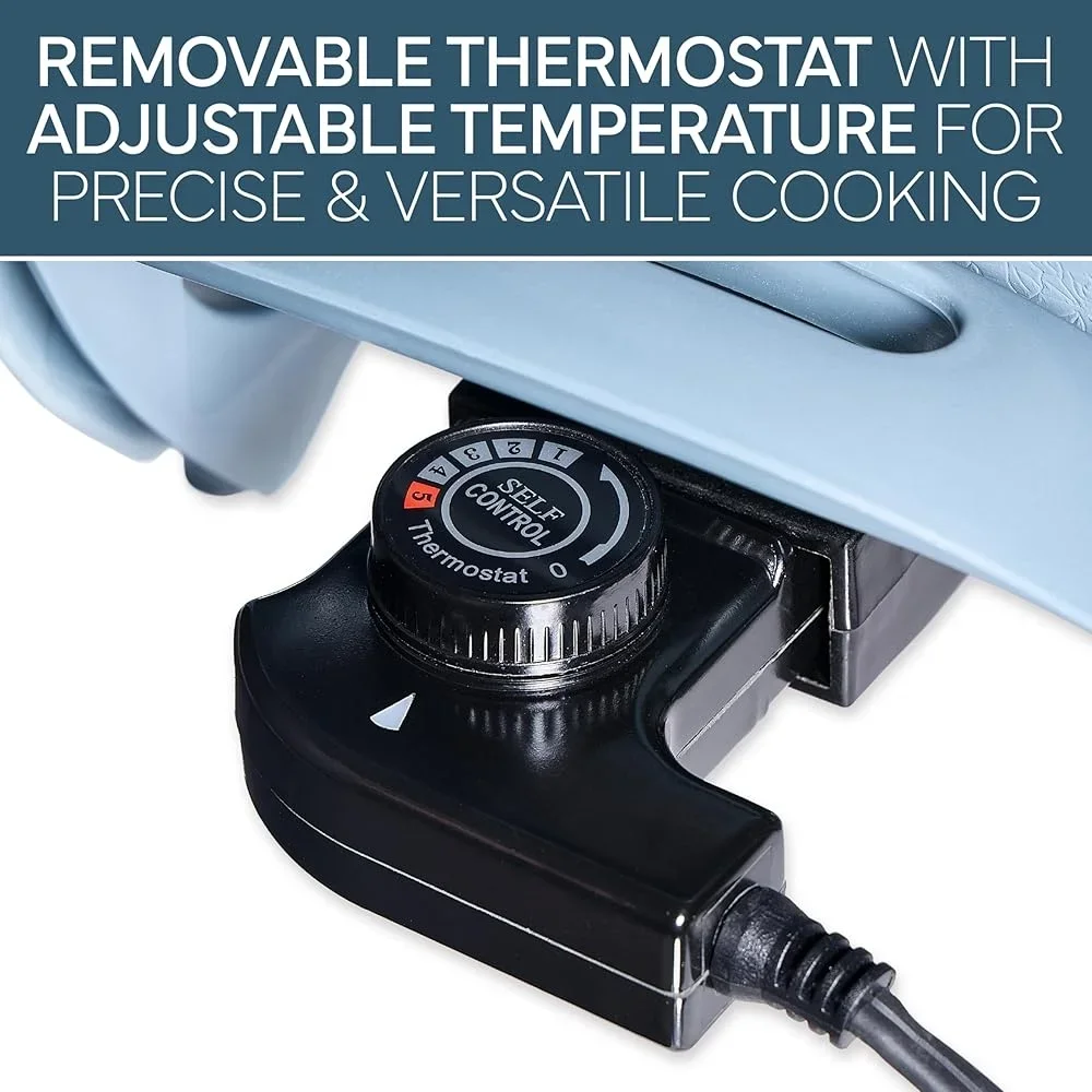 مقلاة كهربائية 1400 وات مقلاة طهي سيراميك غير لاصقة مع غطاء من الزجاج المقسى مسبار تسخين قابل للإزالة سهل التنظيف وخالي من PFAS