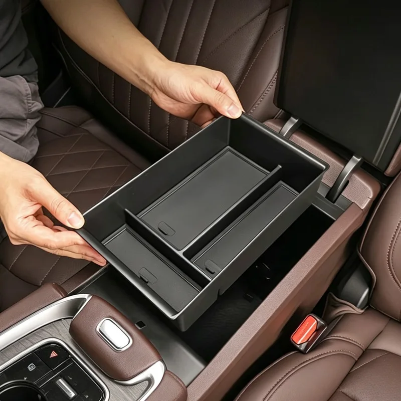 For Tenet T7 2025 2026 Car ABS Black Center Console Armrest Storage Box Second Level Tray Organizers Tidying Accessories