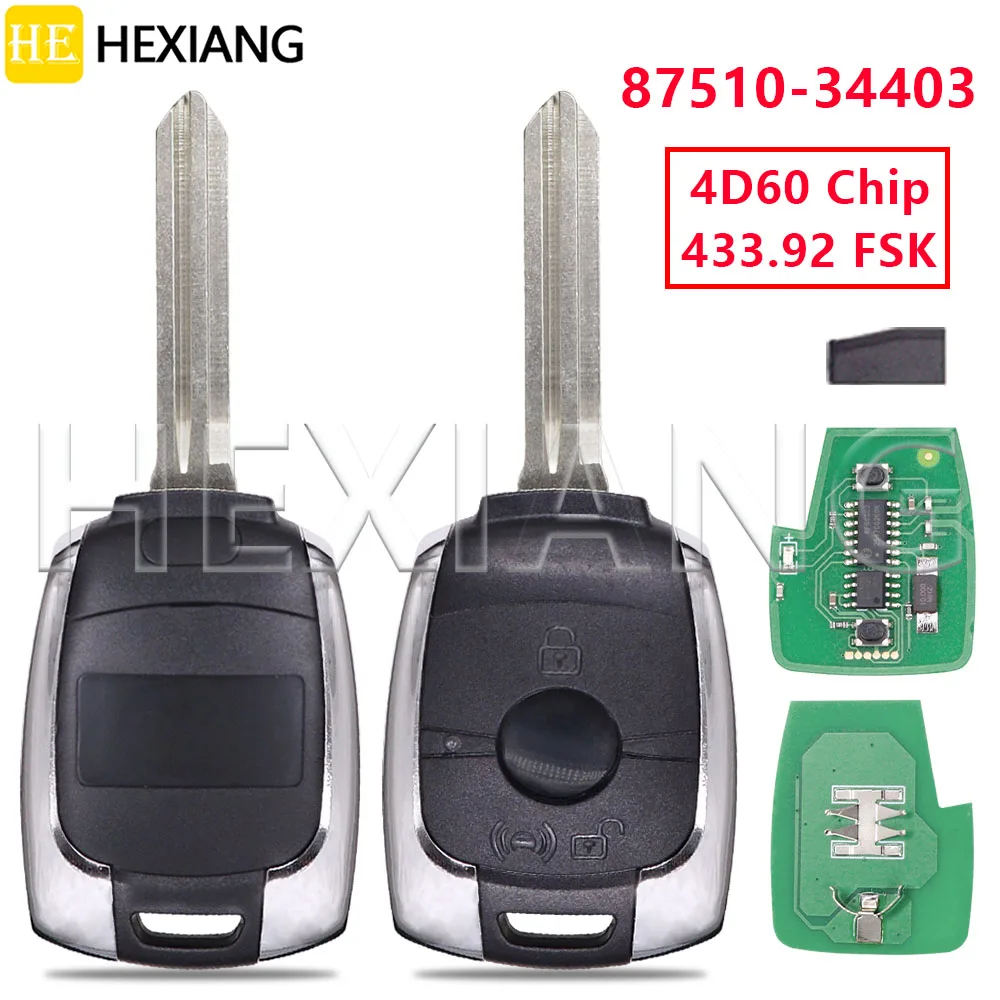 

HE Car Remote Key 4D60 Chip 433.92 MHz 87510-34403 For Ssangyong Korando Kyron Actyon Kyron Korando Stavic Tivoli Actyon Rexton