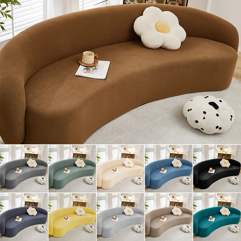 Irregular-shaped Full-cover Sofa Cover One-piece Universal Elastic Arc-shaped Sofa Cover, Anti-cat Scratch Sofa Cushion Cover