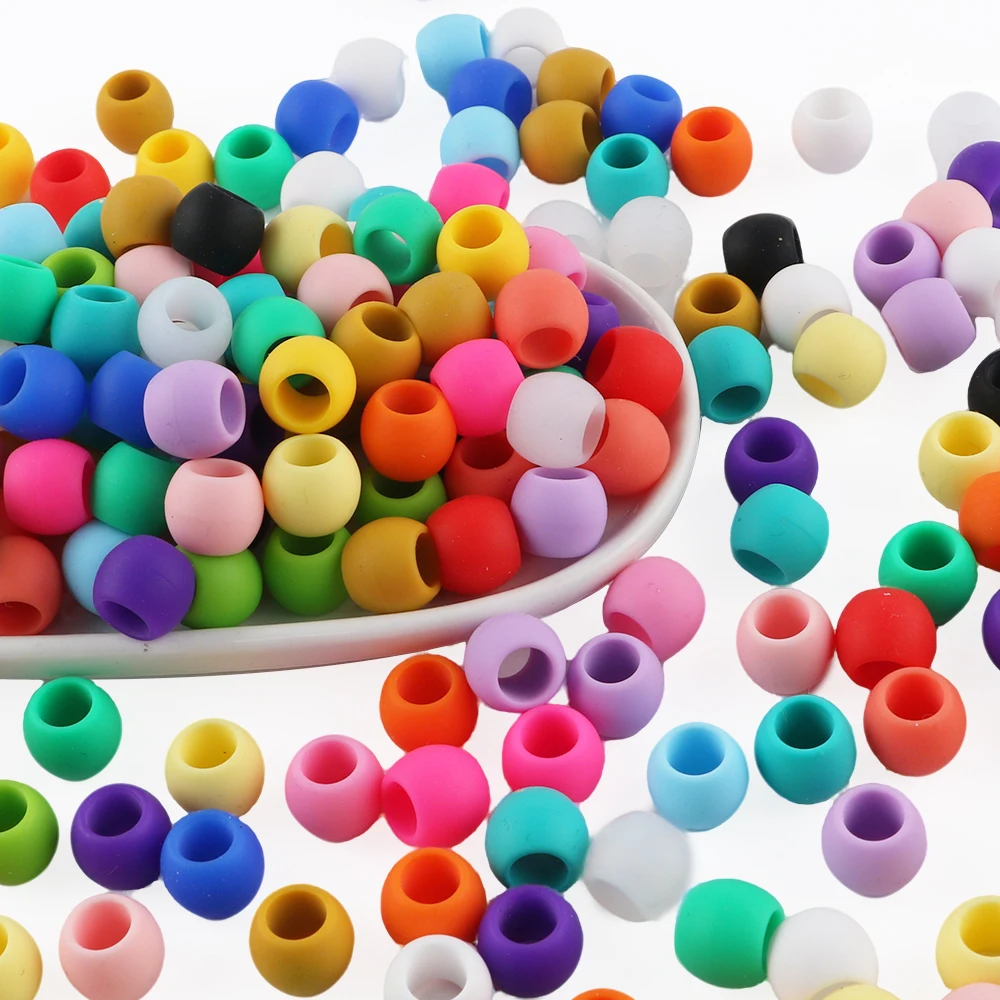 30pcs Large Hole 14*11.5mm Pony Candy Colorful Silicone Beads For Jewelry Making DIY Hair Braiding Bracelet Necklace Handicrafts