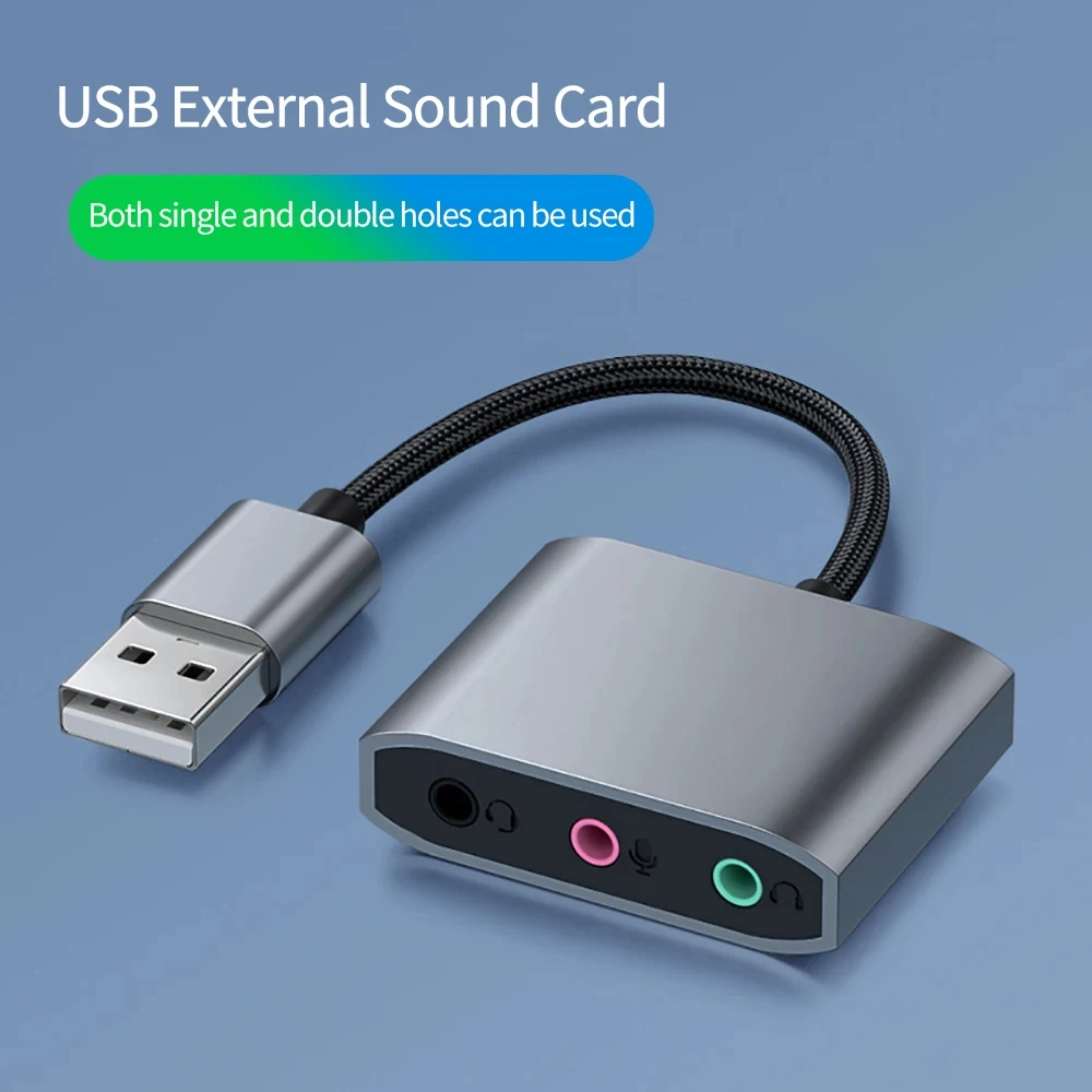 3 IN 1 External USB Sound Card Audio Jack 3.5mm Cable Adapter HIFI Sound for Microphone Speaker Headset PC Laptop