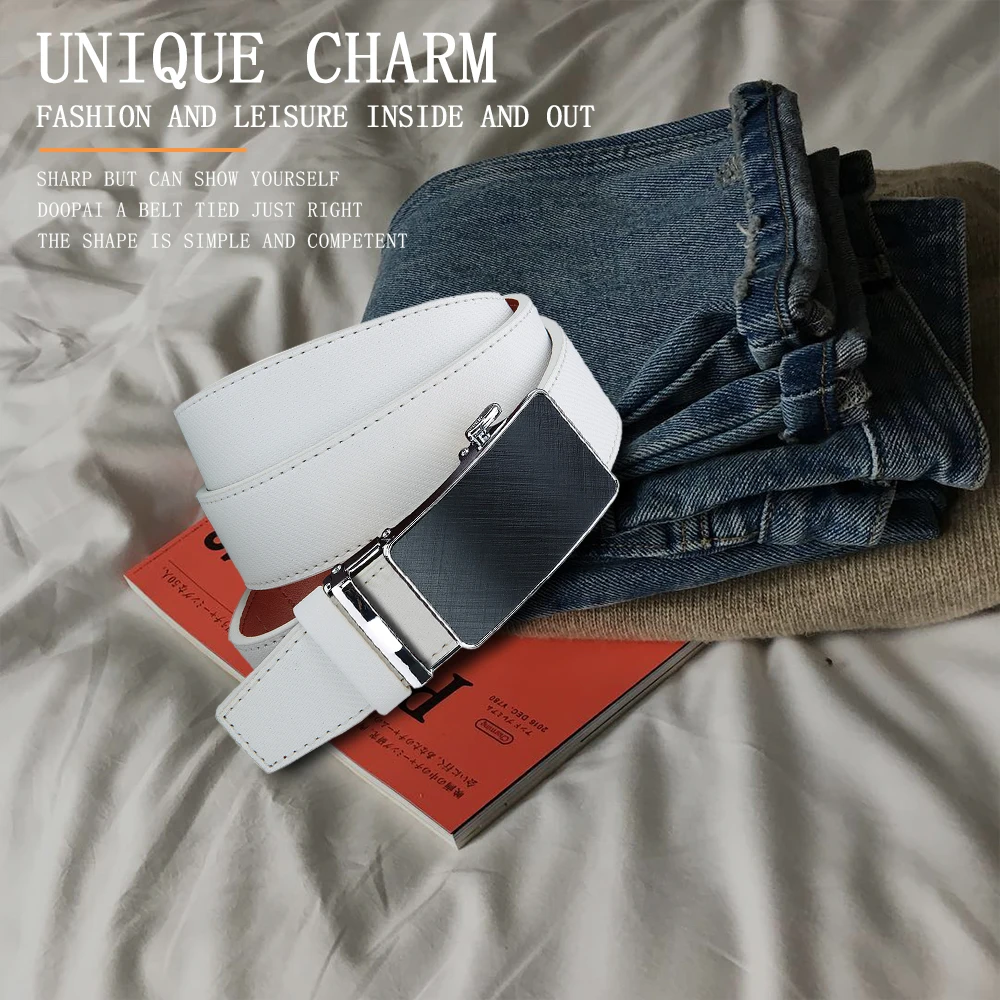 New Business Leisure Men's Alloy Square Buckle Belt Men's Luxury Designer High Quality Leather Cowboy Belt Multi Color