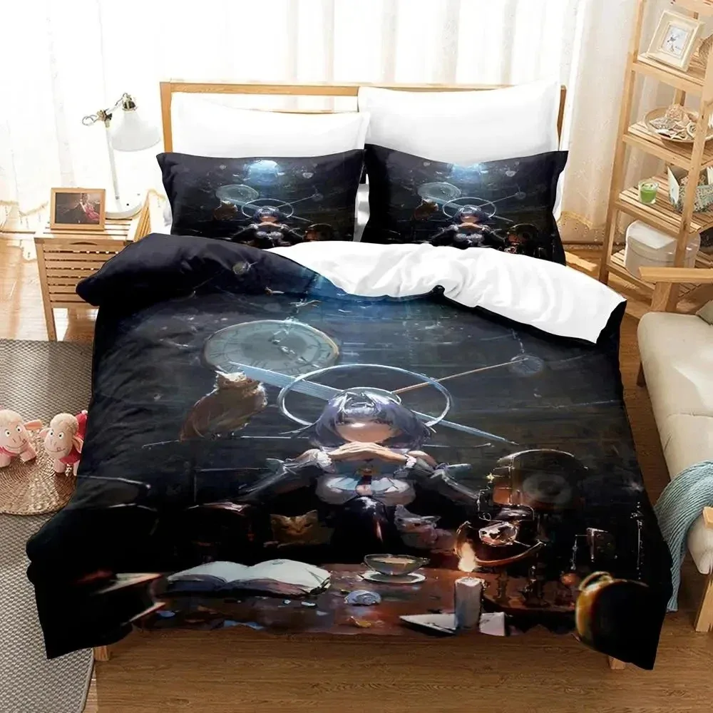 3D Print Anime Ouro Kronii Bedding Set Duvet Cover Bed Set Quilt Cover Pillowcase Comforter king Queen Size Boys Adult