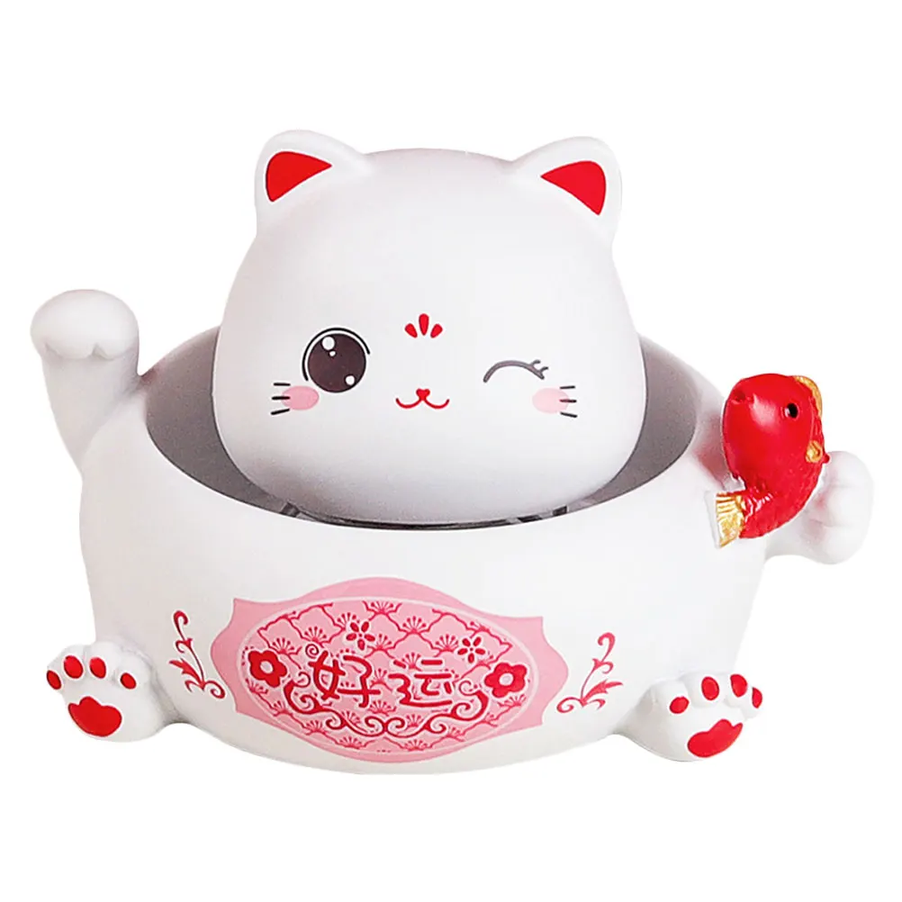 

1Pcs Cute Resin Cat Ornament Head Swing Feature for Desk Home Office Car Decor Small Tabletop Craft Accessory