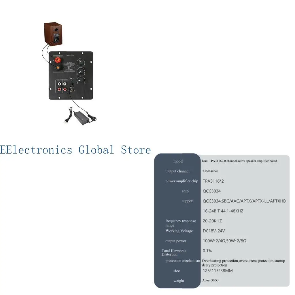 462B 2.0 Channel  Amplifier Board With TPA3116 Chip Bluetooth-compatible 5.1 APTX Clear And Bass Stereophonic Control