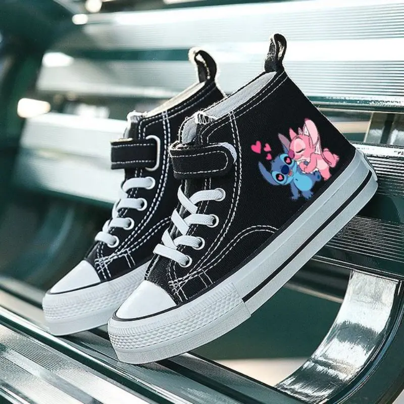 Kawaii High-top Sport Boys Kids Lilo Stitch Comfort Shoes Children Disney Print Girl Casual Cartoon Canvas Shoes Tennis Shoes 7.