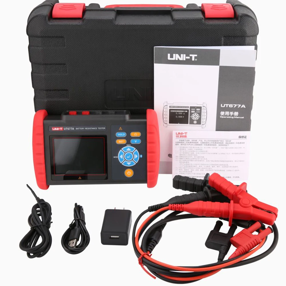 UNI-T UT677A Tester per batterie automobilistiche che carica la batteria Tester di resistenza interna test di salute delle batterie al litio per uso