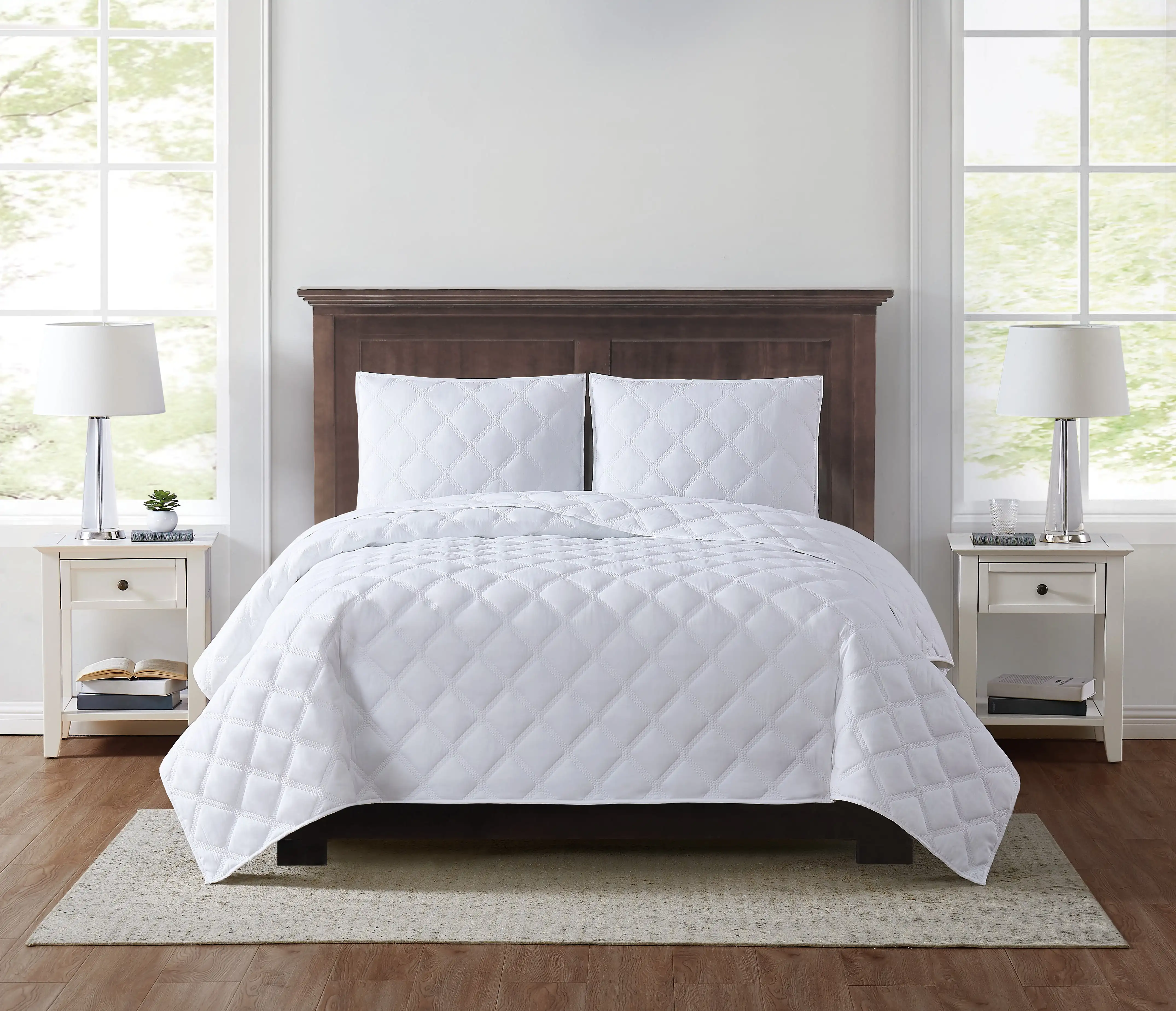 

Everyday 3D Puff Quilted White King 3 Piece Quilt Set