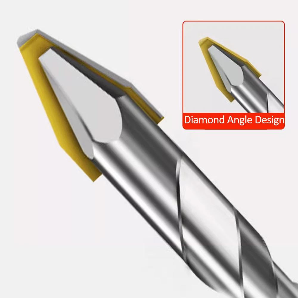 

Crooked Head Eccentric Drill 6.35mm Glass Concrete Drill Bit 4Pcs Masonry Drill Bit Set for Ceramic Brick Plastic Wall and Wood