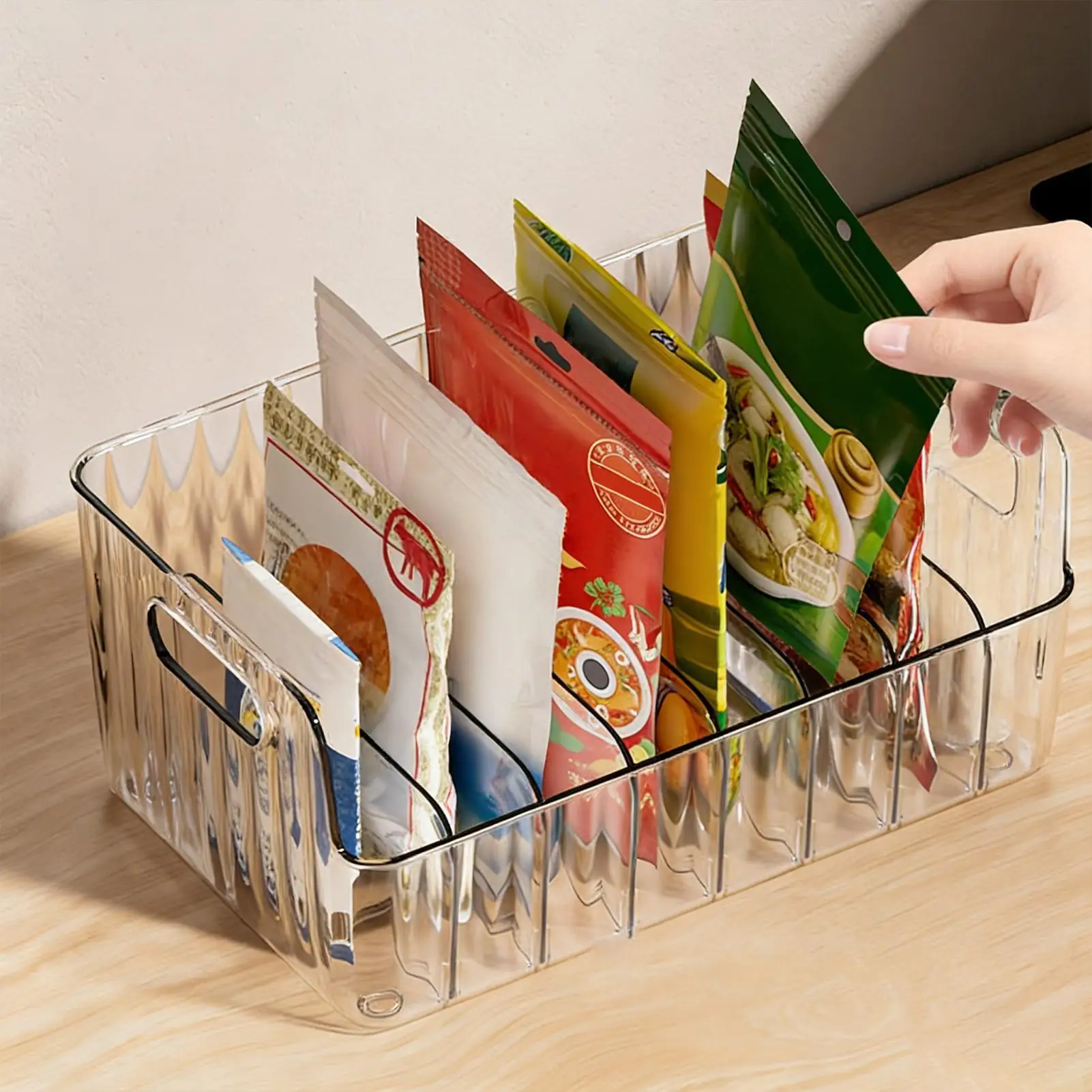 Spices Rack Transparent Divided Cosmetic Food Storage Box Countertop SpiceShelf Kitchen Pantry Cabinet Organizer Large Capacity