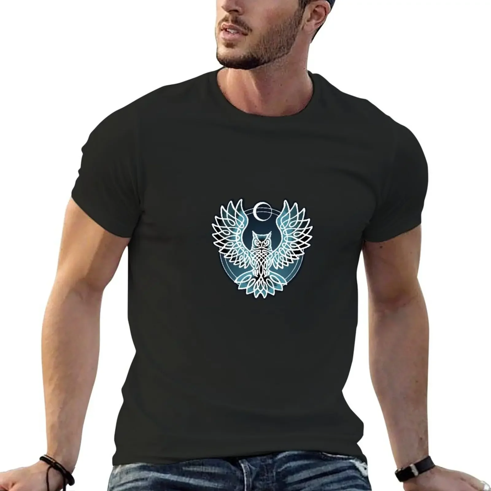 Crescent Moon Owl T-Shirt graphic t shirts shirts graphic tees t shirts for men graphic