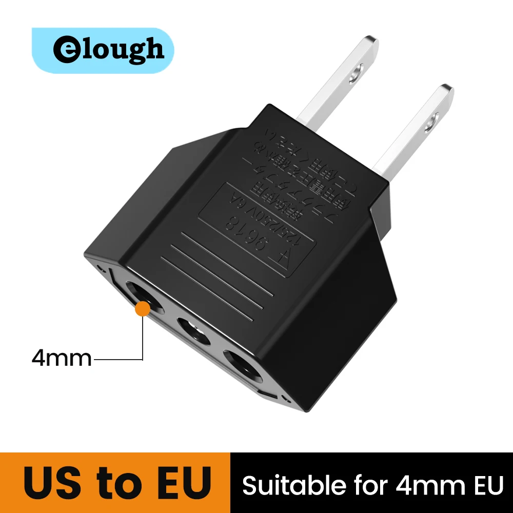 Elough 4,0 мм адаптер питания европейского стандарта преобразователь питания из США в ЕС вилки американского стандарта в ЕС европейский адаптер питания дорожный конвертер