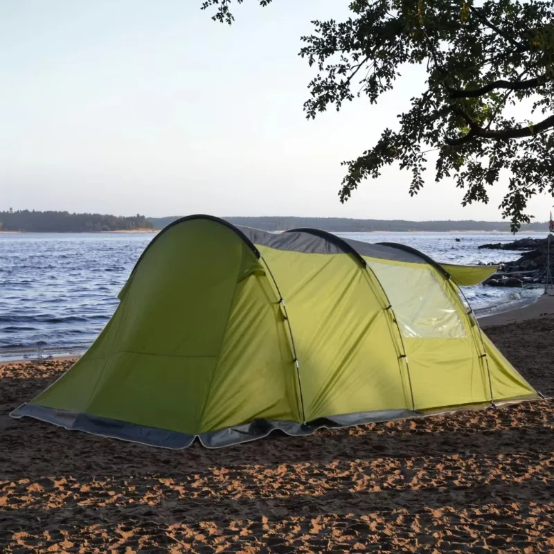 

2025 Portable Double-Layer Outdoor Tunnel Tent For 6-8 People 2 Rooms With 1 Living Room For Family Camping Wilderness Adventure