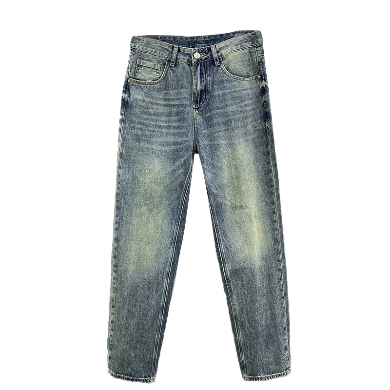 Jean bleu clair à section fine pour homme, pantalon droit ample, pantalon polyvalent décontracté, mode simple haut de gamme, printemps et été