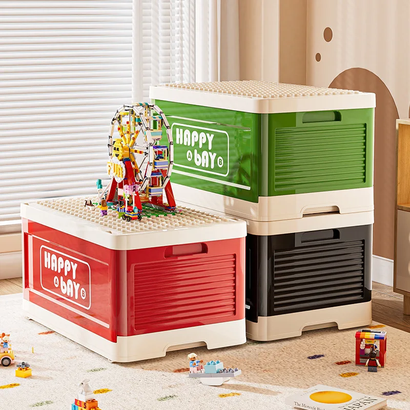 Large Capacity Toy Storage Box with Wheels and Lids for Lego Dustproof Stackable Organizer