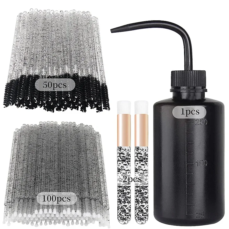 153pcs Eyelash Extension Supplies Kit with 250ml Blow Wash Bottle Lash Clean Brush Microbrush Makeup Tools