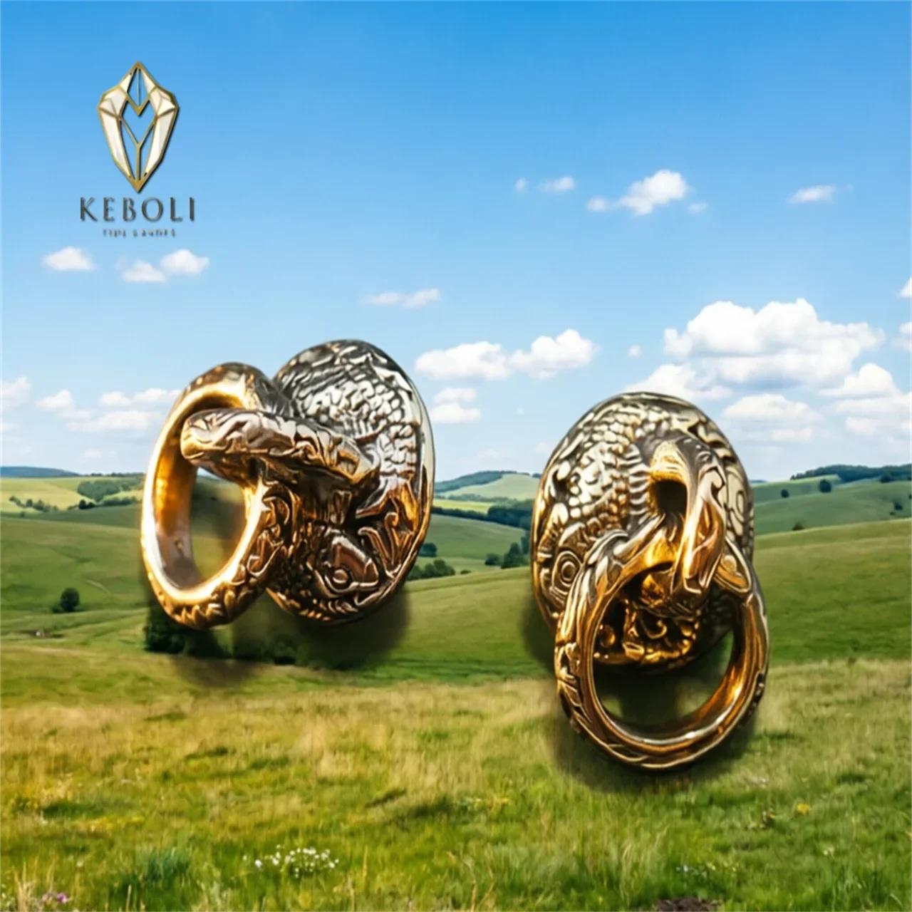 KEBOLI Vintage Solid Brass Koi Fish Ring Pull Chinese Style Wealth  Prosperity Design Heavy Dut