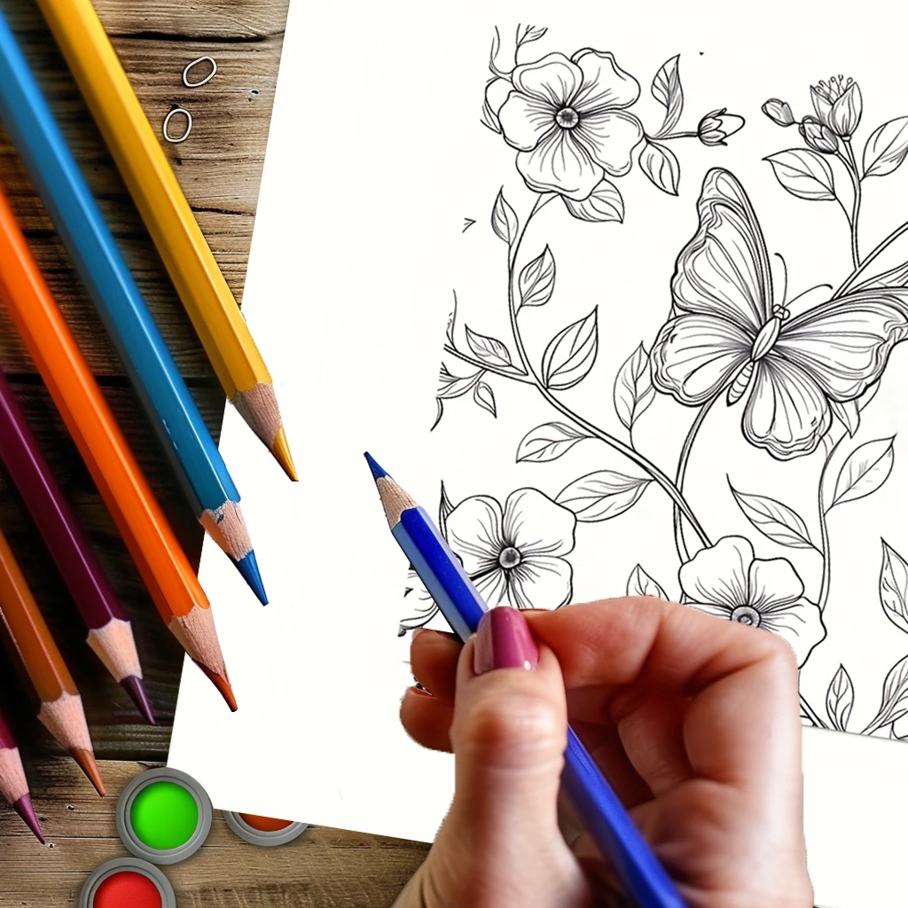 28-pagina's kleurboek in sprookjesbloemenstijl Kleurboek voor stressreductie voor volwassenen |   Kleurboek