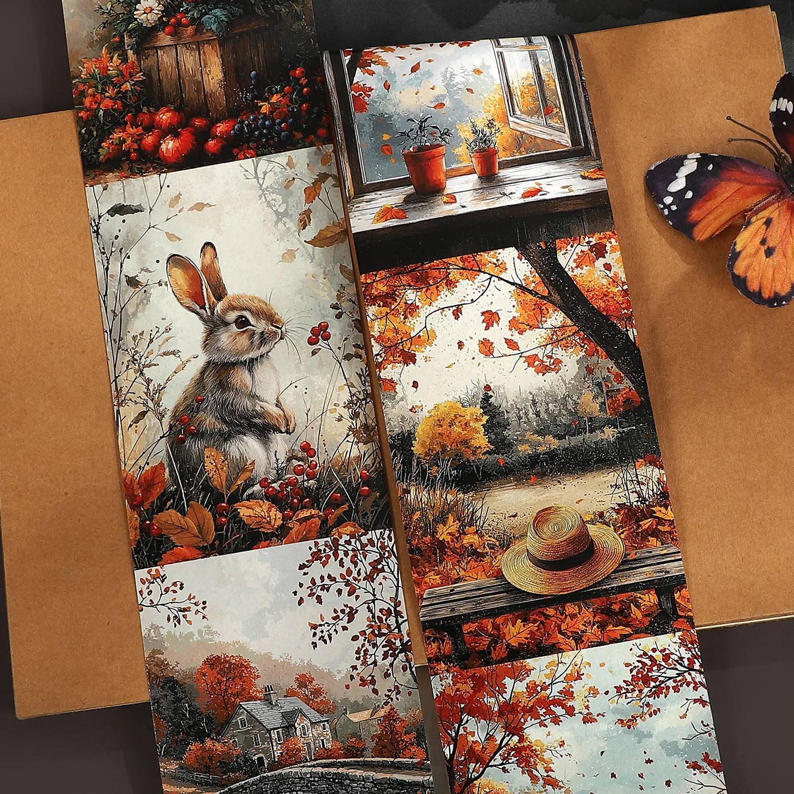 80mm*212cm Vintage Autumn Tree Village Landscape Washi  Tape Creative DIY Journal Material Collage Scrapbooking Stationery
