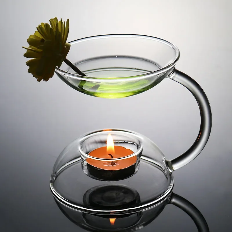 Double-layer Transparent Glass Candle Holder Oil Lamp Candlestick Aromatic Candle Holder Romantic Candlelight Dinner Ornaments