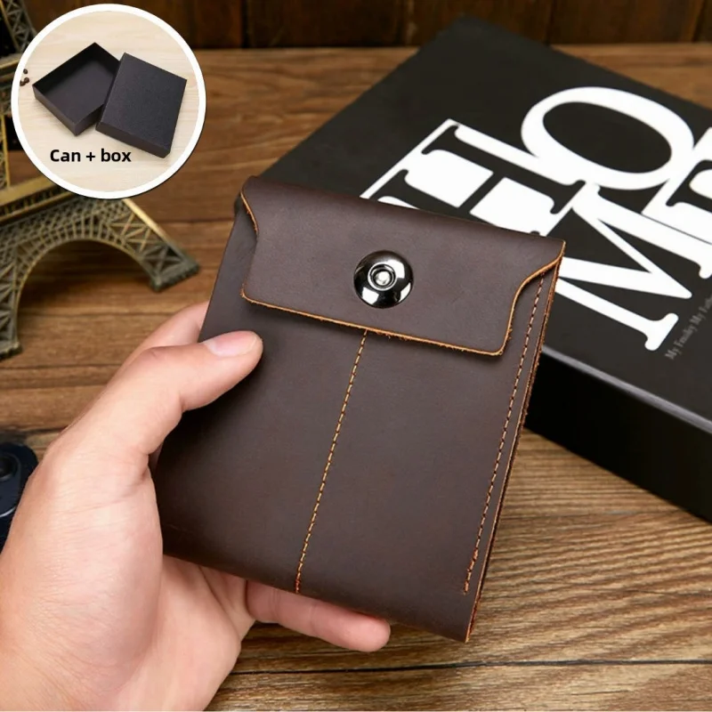 Men's genuine leather card wallet purse wild horse leather driver's license case retro brown coffee color simple design