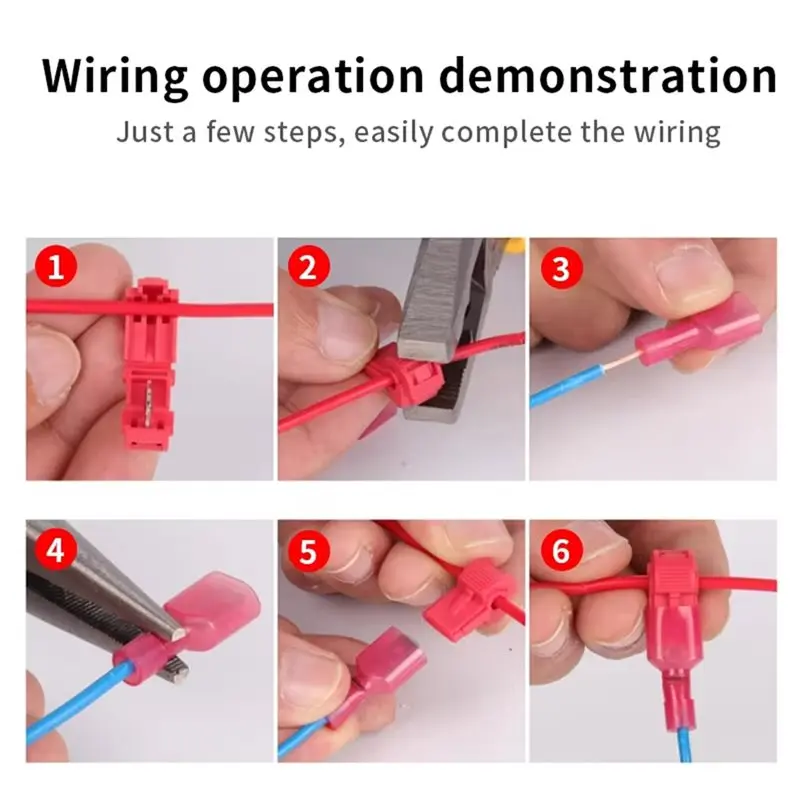 ABKY-Red Snap Splice Lock T-Tap Connector Quick 100Pcs Waterproof Electrical Cable Crimp Wire Terminal