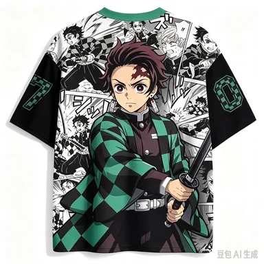 Demon Slayer Blade Stove Door Charcoal Jiro Mesh Water Breath Battle Manga Storytelling Manga Exhibition Wear Loose Casual Top