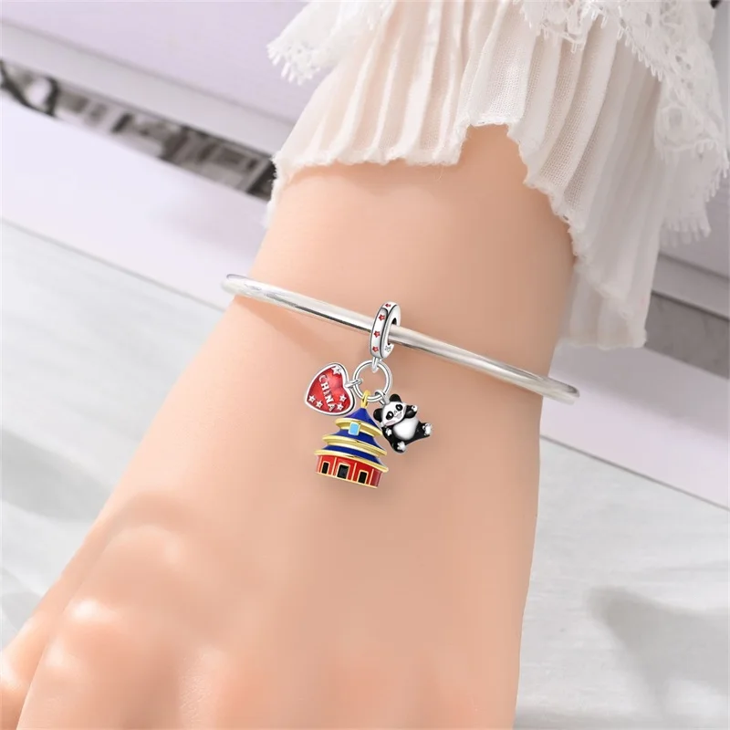 925 Sterling Silver Famous Beijing Architecture Travel Charms Pendant Fit Original Bracelet Necklace DIY China Tour Women Jewelr