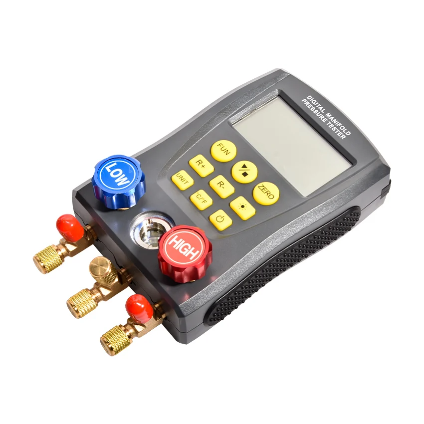 Car Refrigeration Digital Vacuum Pressure Manifold Tester Air Conditioning Temperature Tester Pressure Gauge Valves Tool