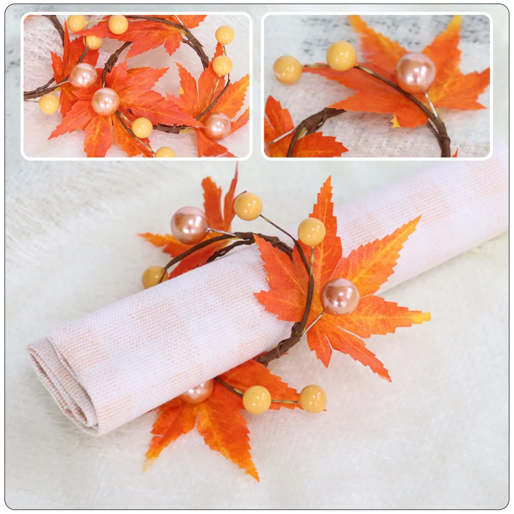 

4Pcs Maple Leaf Napkin Buckles Exquisite Decorative Napkin Rings for Holiday Party Dinner Table Festival Adornment