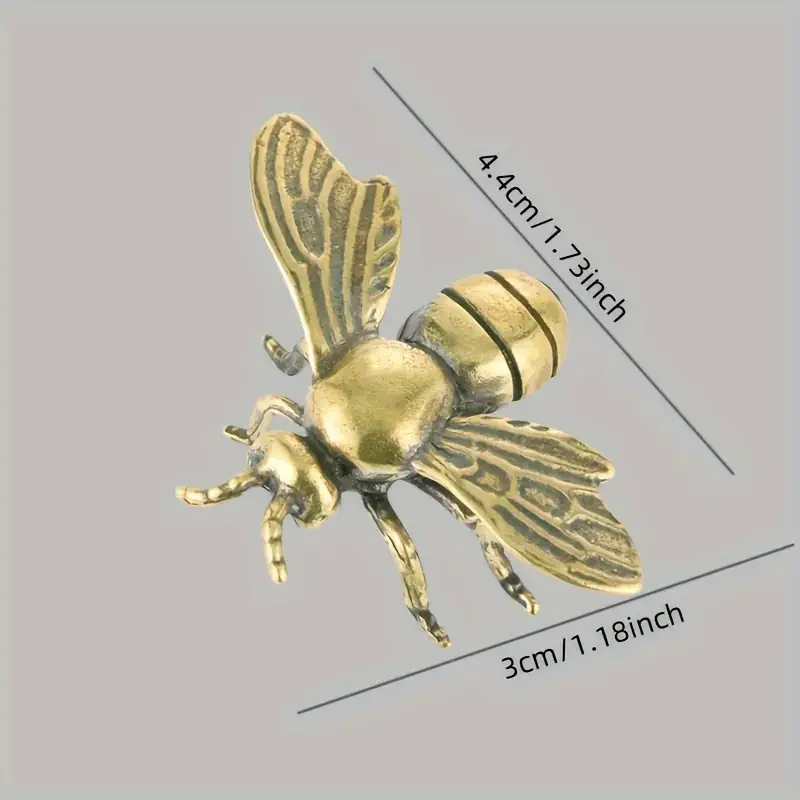 Small Brass Bee Figurine Handcrafted Desk Ornament Antique Home Office Animal Decor Unique Christmas Craft Gift