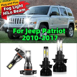 LED Headlights For Jeep Patriot 2010-2017 FOG Lights Bulbs Combo, 2/4pcs HiLo Beam Super Bright 6000K 4Side Chip Car Lights