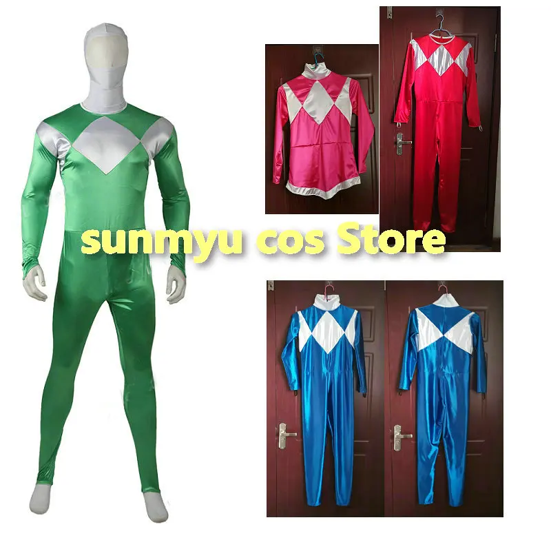 Kyoryu Sentai Zyuranger Cosplay Costume Bodysuits Satin Fabric CustomSize Mighty Morphin Rangers Bodysuit Dragon Ranger Cosplay