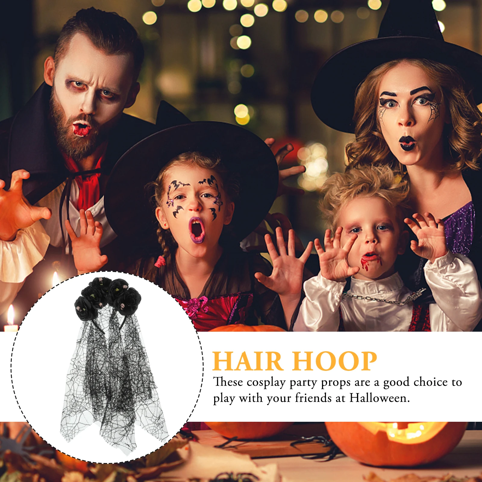 

Dark Lolita Headb Veil Spider Web Skull Flower Crown Costume Veil for Halloween Costume Accessories Women Black