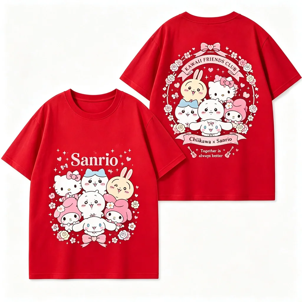2026 Neues Chiikawa Kawaii Y2K Grafik-T-Shirt Unisex Niedliches Cartoon-Anime Kurzarm Lose Sommer-Streetwear-Oberteile – Detail 7