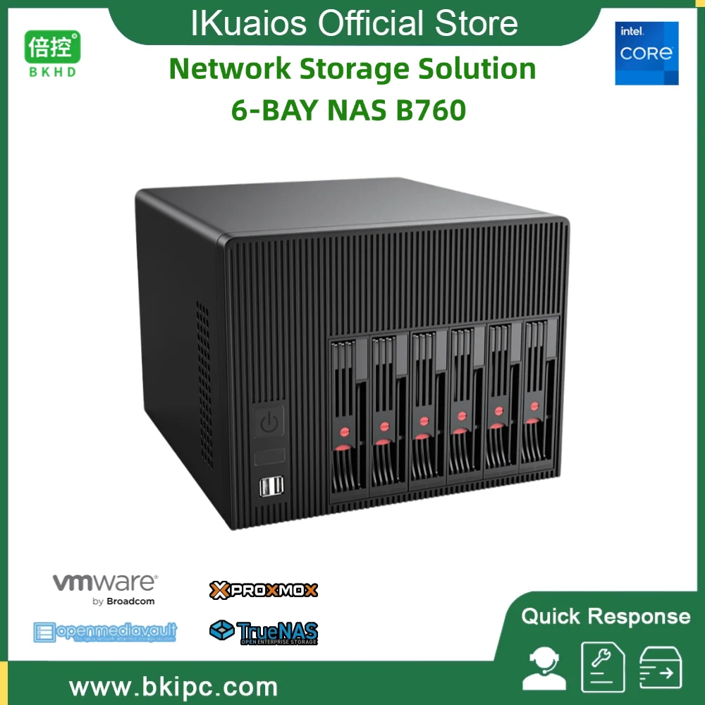 IKuaiOS-NAS LGA1700 de 6 bahías, CPU 4LAN, 2,5G, compatible con FreeNAS TrueNAS Proxmox, SATA, SSD, HDD, para Mini Servidor de negocios en casa