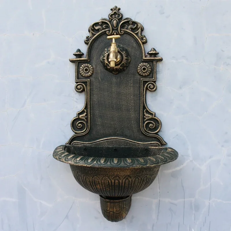 Antique Gold Cast Iron Wall Mounted Hand Sink Farm House Home Garden Decor Heavy Metal Wash Stand Handmade Wall Decor Wash Basin