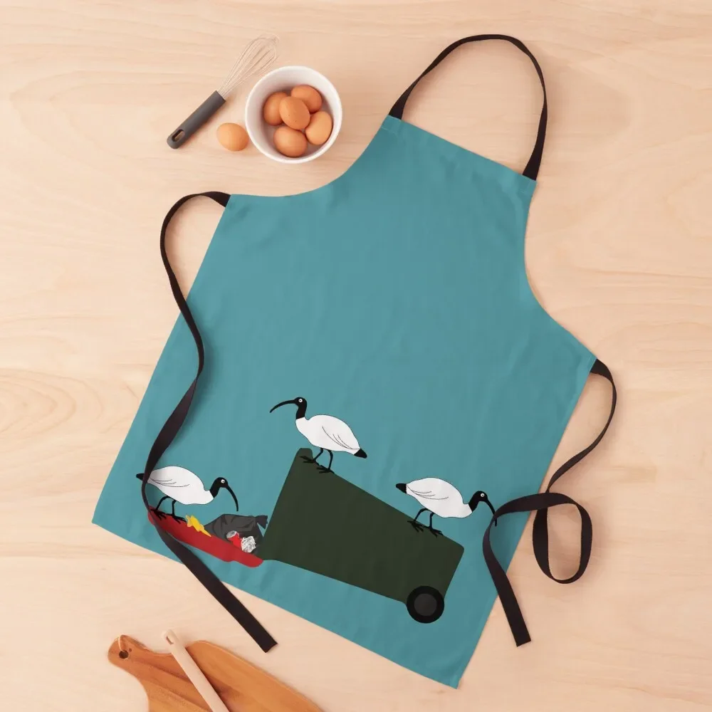 Bin Chickens Eating Lunch on Sea Blue Apron New year's Salon chef for man Apron