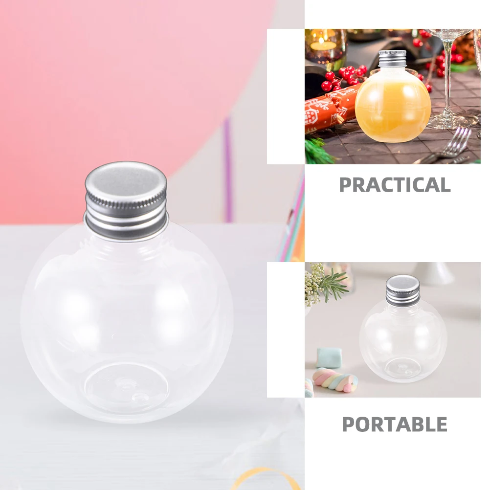 

10Pcs Leakproof Transparent Round Light Bulb Bottles Portable Multi-Use Juice Bottles for Milk Water Light Bulb Bottle