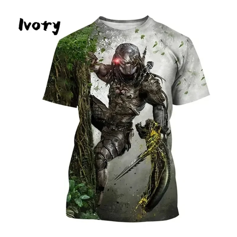 Men's 3D Printed Predator T-Shirt, Breathable, Warm, Casual, Luxury, Fashion, Summer, 2024