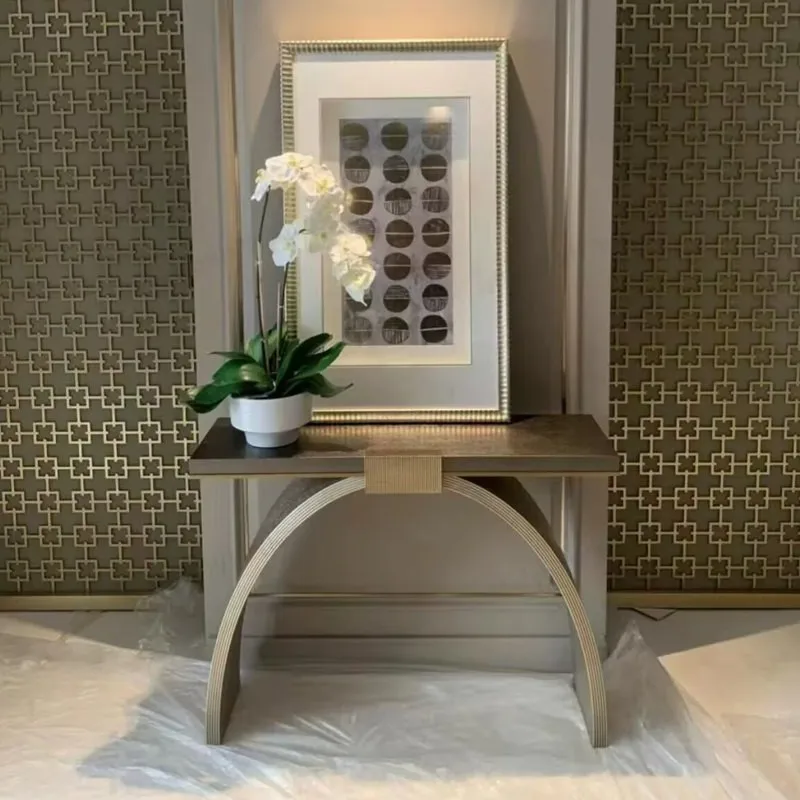 American light luxury entrance cabinet is opposite the door entrance table design sense solid wood against the wall arch