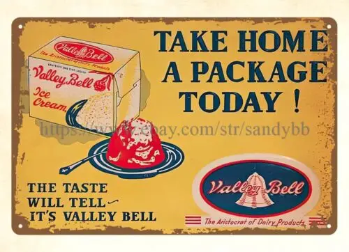 Valley Bell Ice Cream metal tin sign inexpensive home decor sign