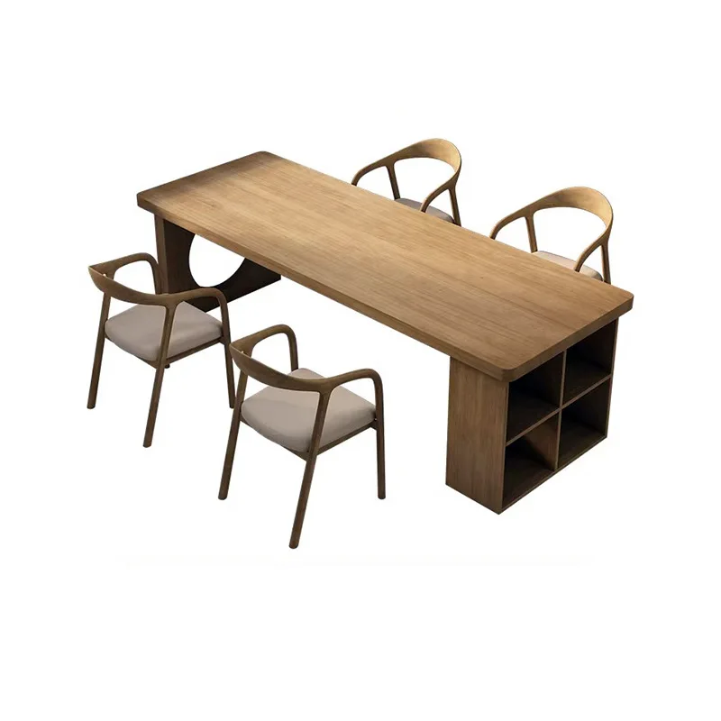 Modern simple home desk, solid wood desk and chair combination, student study table